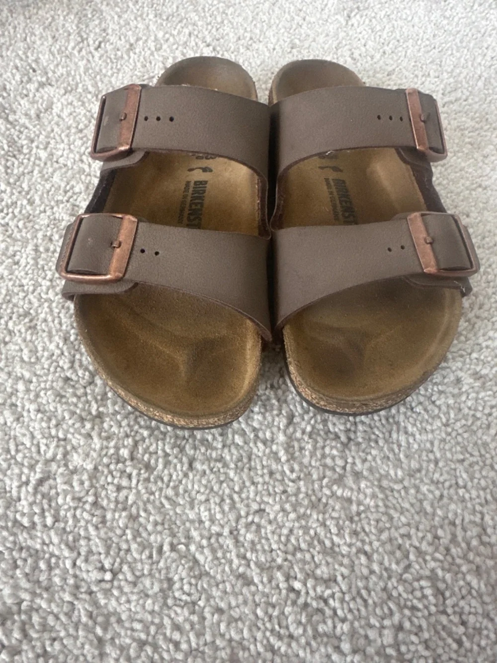 Birkenstock Brown Two-Strap Slide Sandals